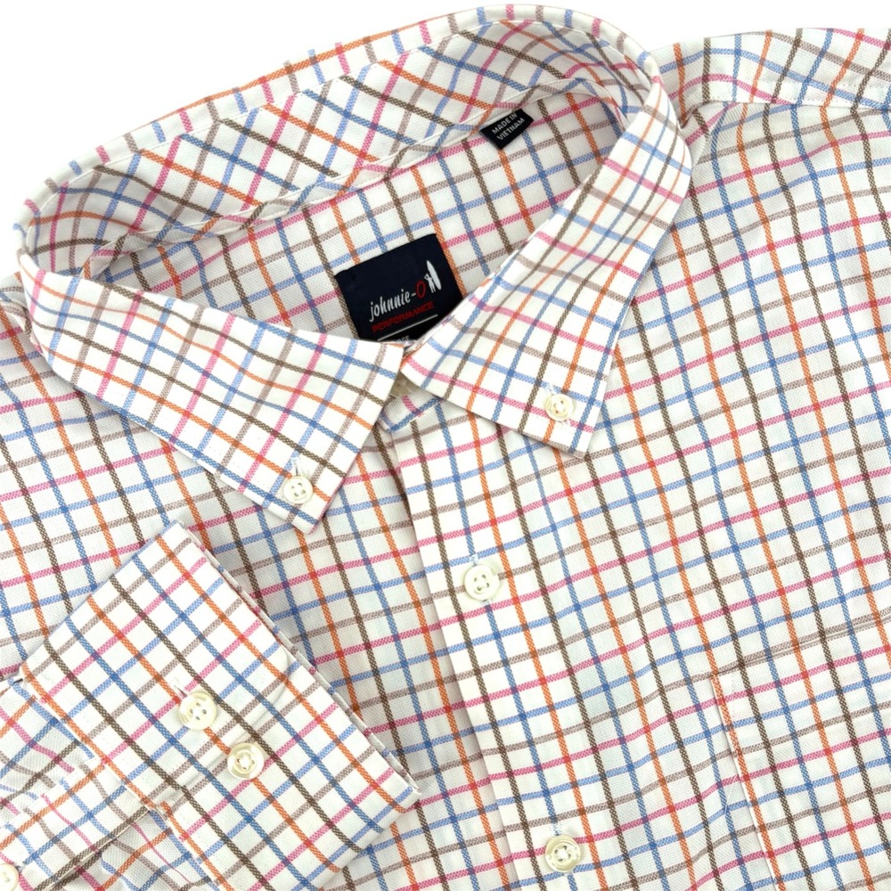 Johnnie O‎ Childers Performance Long Sleeve Button Down Shirt Laguna Blue Plaid